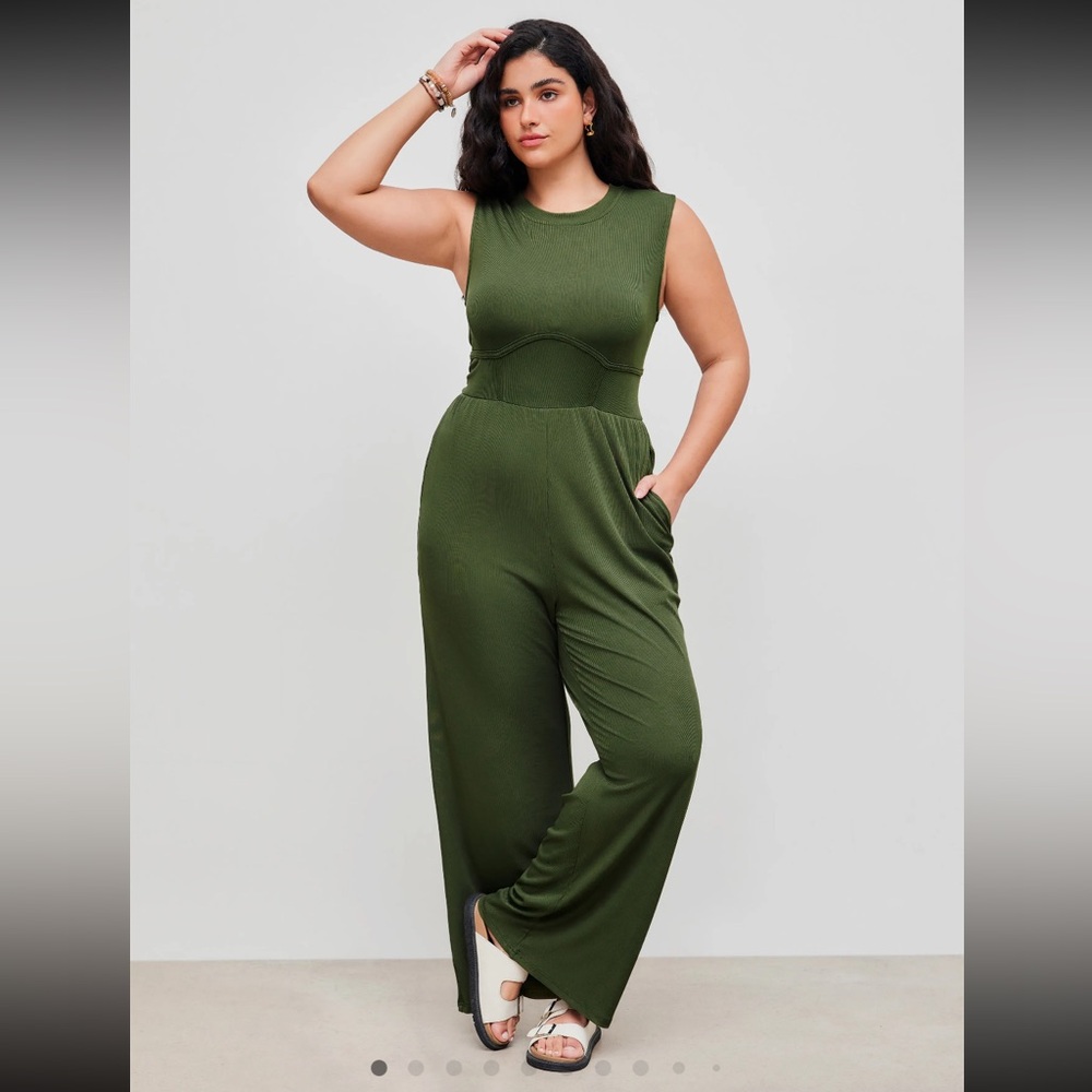 🫒Cider Olive Green Wide-Leg Jumpsuit 🫒